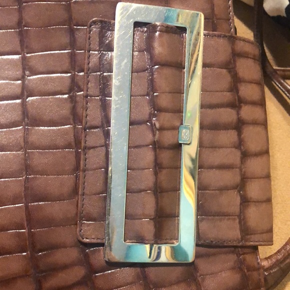 Escada Brown Crocodile Tote bag with Buckle flap - Picture 4 of 9